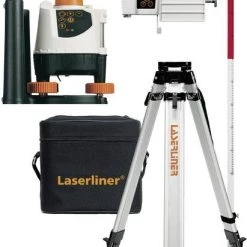 Laserliner Laser Rotatif 026.04.00A BeamControl-Master 120 Set Rotation Laser Red Avec Récepteur, Trépied Et Ruban à Mesurer