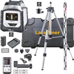 Laserliner Laser Rotatif 052.500A DuraPlane 360 Set Laser Linéaire Horizontal à 360 Degrés Avec Trépied De 175 Cm, Récepteur Et Mire De Mise à Niveau De 3 M