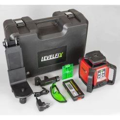Levelfix Laser Rotatif 554512 550HVG SET Allround Construction Laser Self-levelling Green + Multi-bracket 5 Mtr + Swivel Tripod 3.0 Mtr.