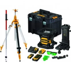 DeWalt Laser Rotatif DCE080D1GS-SET 18V 2.0Ah Li-Ion Laser Vert Rotatif + DE0737 Bâton De Mesure + DE0735 Trépied 5/8".